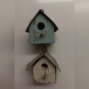 Rustic Blue and Green Birdhouse Decor